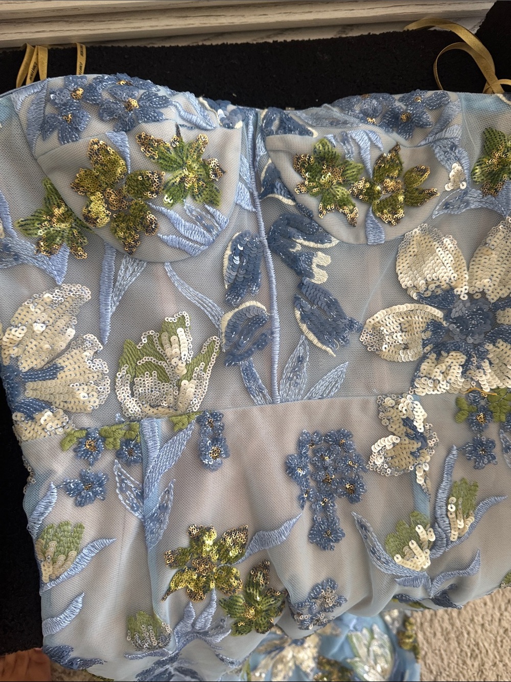 Bronx and Banco Light Blue Strapless Floral Sequin Gown - Picture 7 of 7